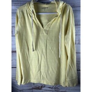 Loft Hooded Sweater Women’s Medium Yellow Pullover Athleisure Comfort